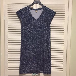Navy and white patterned Eddie Bauer dress